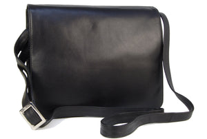 VISCONTI - Women's Cross Body Bag - Atlantic Leather - Office Work Organiser Messenger Bag - Flap Over Shoulder Handbag - Tablet / iPad /Kindle - Multiple Pockets - TESS - 754 - Black