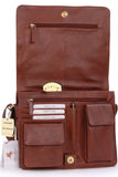 VISCONTI - Women's Cross Body Bag - Atlantic Leather - Office Work Organiser Messenger Bag - Flap Over Shoulder Handbag - Tablet / iPad /Kindle - Multiple Pockets - TESS - 754 - Brown