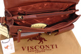 VISCONTI - Women's Cross Body Bag - Atlantic Leather - Office Work Organiser Messenger Bag - Flap Over Shoulder Handbag - Tablet / iPad /Kindle - Multiple Pockets - TESS - 754 - Brown