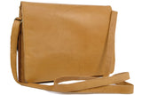 VISCONTI - Women's Cross Body Bag - Atlantic Leather - Office Work Organiser Messenger Bag - Flap Over Shoulder Handbag - Tablet / iPad /Kindle - Multiple Pockets - TESS - 754 - Sand